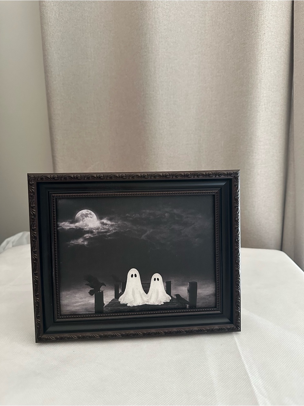 Black Ghost Art Print in Ornate Frame
